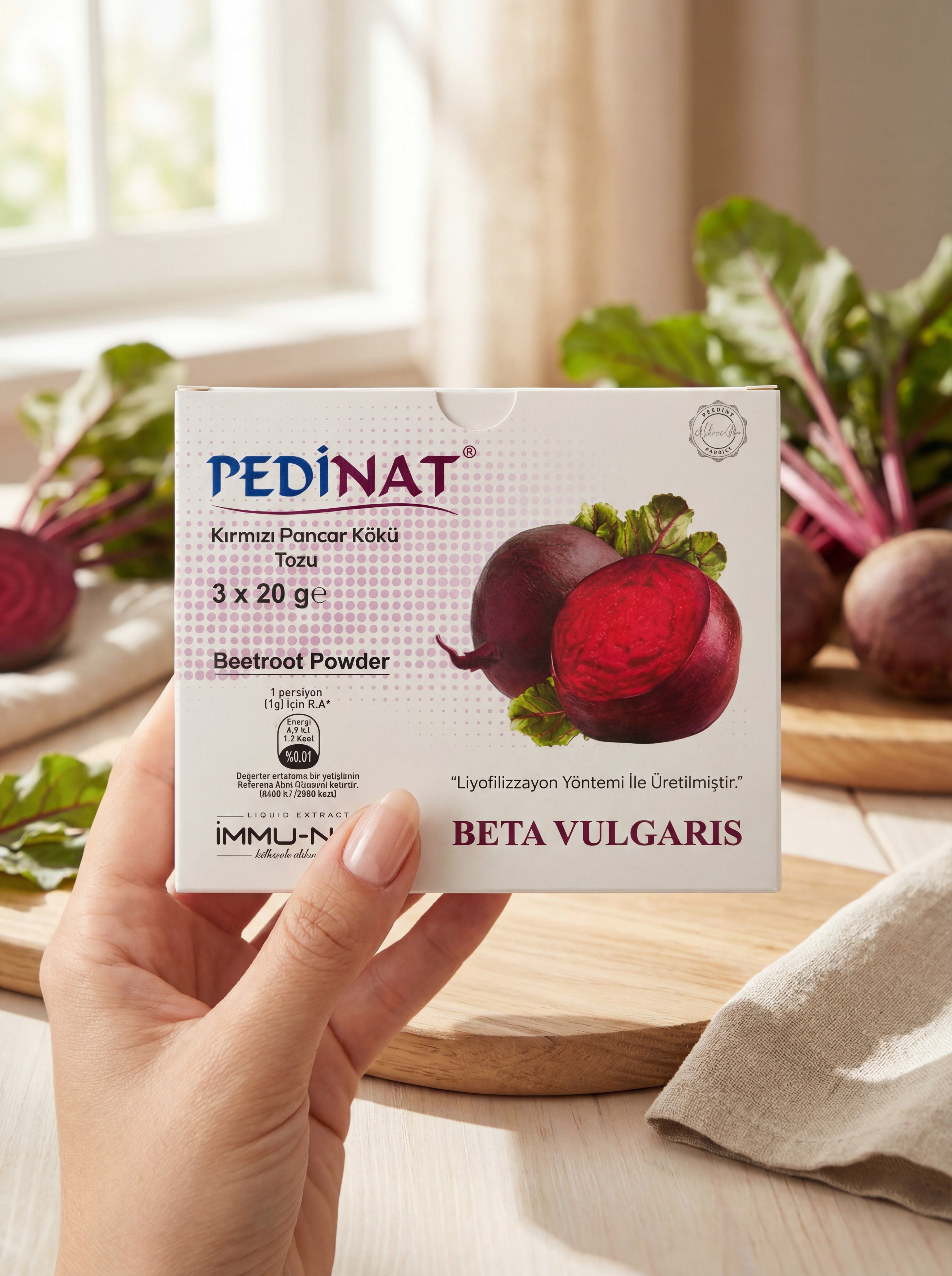 AHMET MARANKİ Pedinat Kırmızı Pancar Kökü Tozu (Beta Vulgaris) – 3 × 20 g