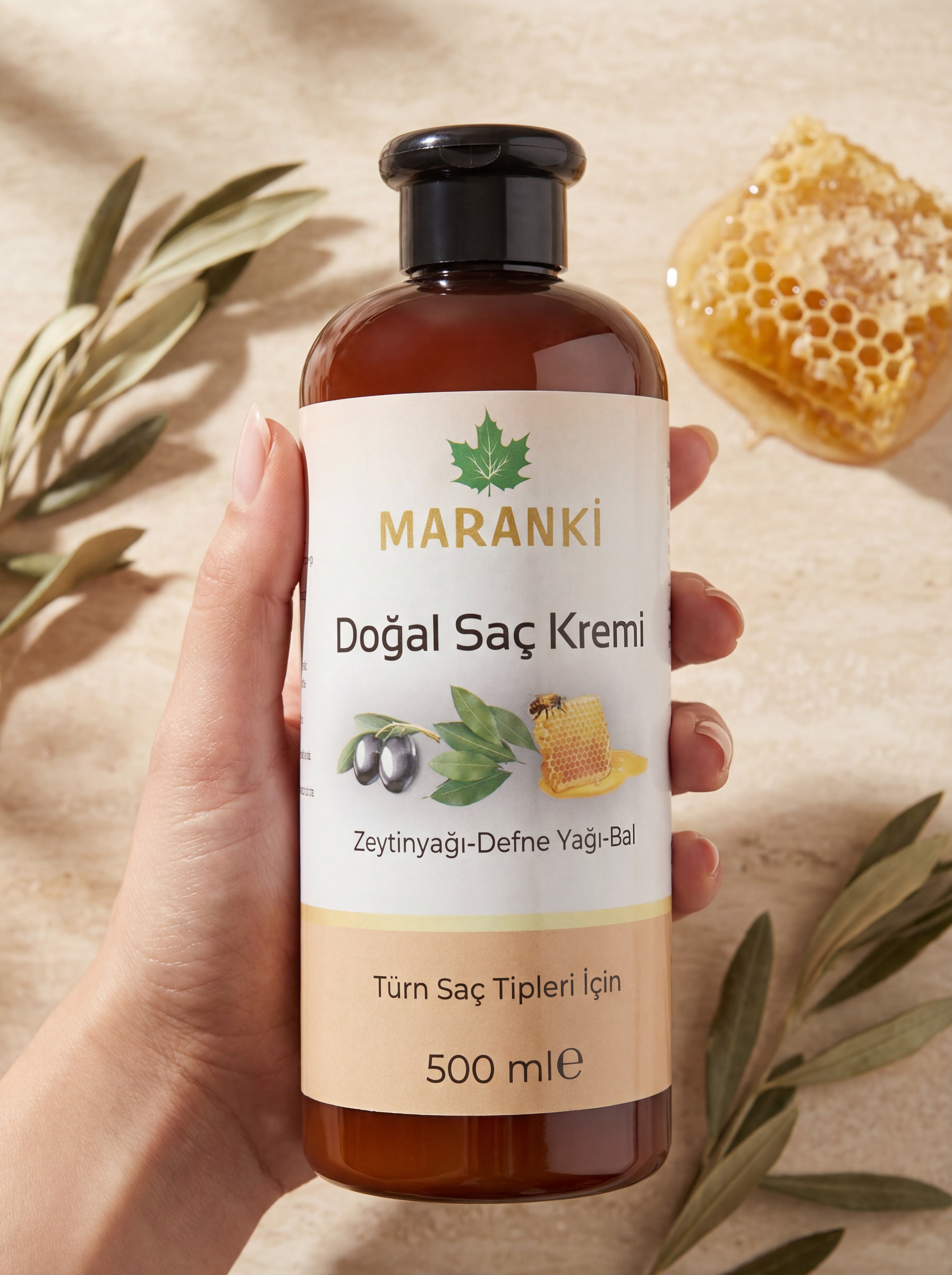 Ahmet Maranki Doğal Saç Kremi – Zeytinyağı, Defne Yağı & Bal İçerikli 500 ml