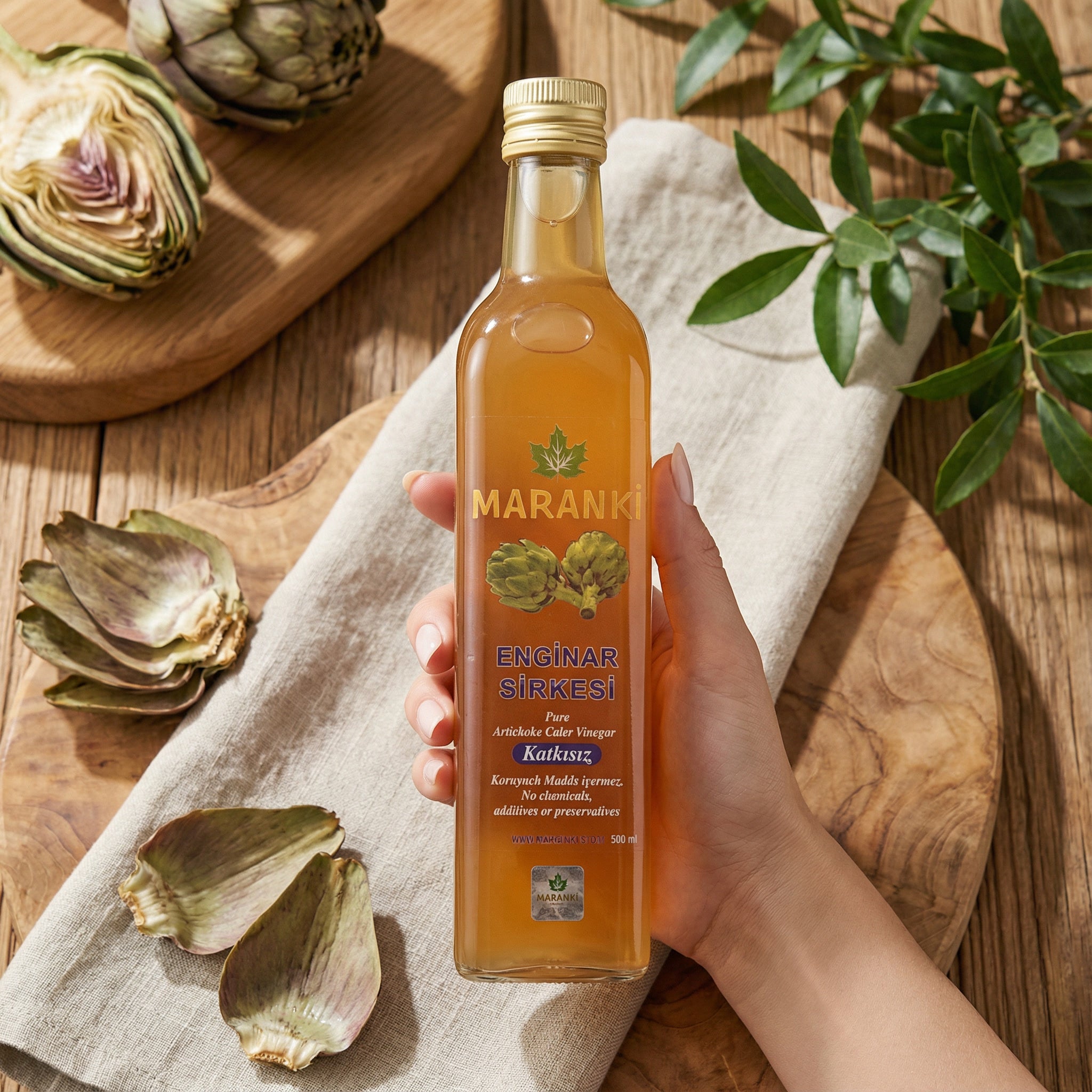 Ahmet Maranki Enginar Sirkesi – Katkısız Doğal Fermente Sirke (500 ml)