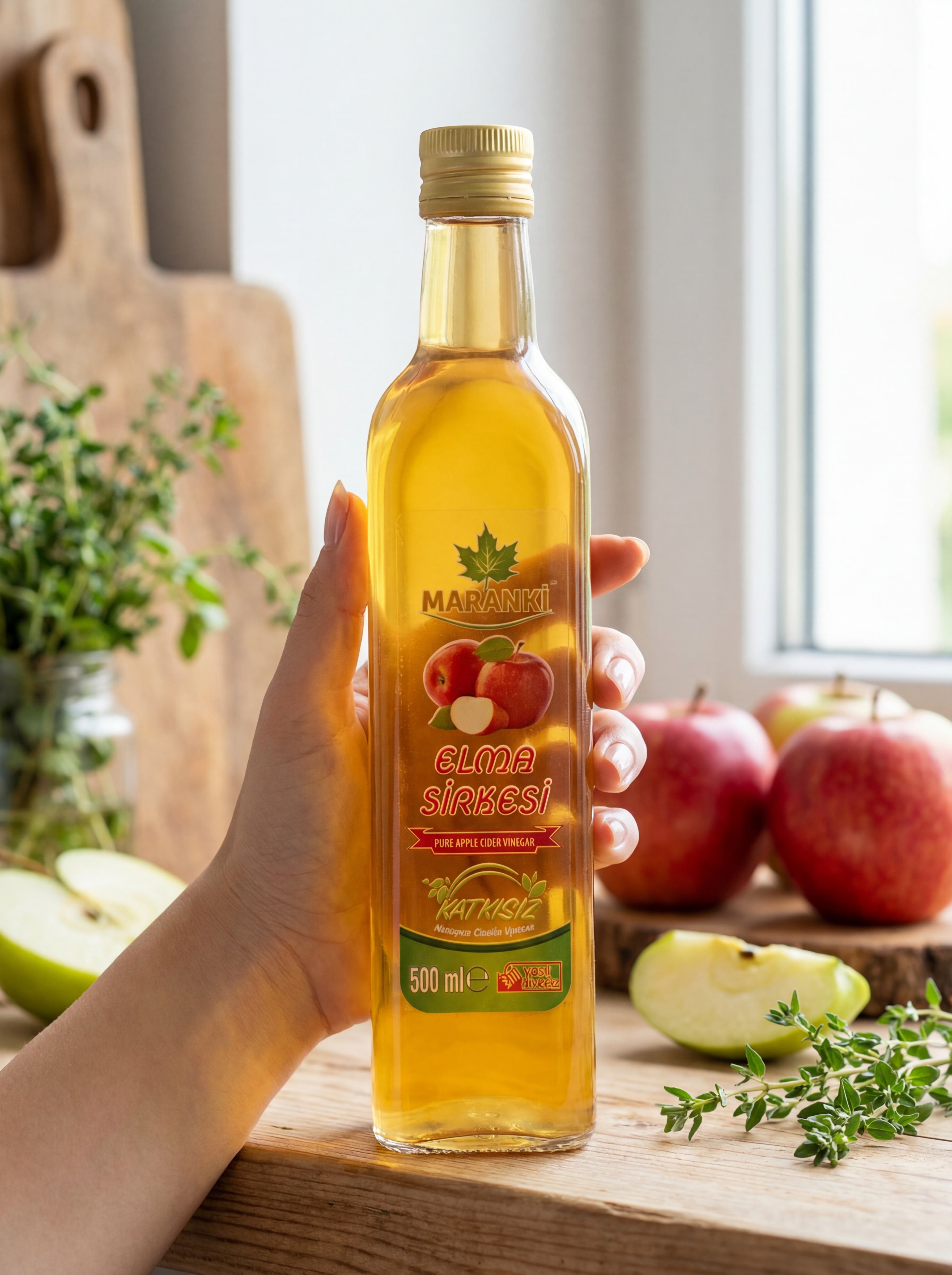 Ahmet Maranki Elma Sirkesi – Katkısız Doğal Fermente Sirke (500 ml)