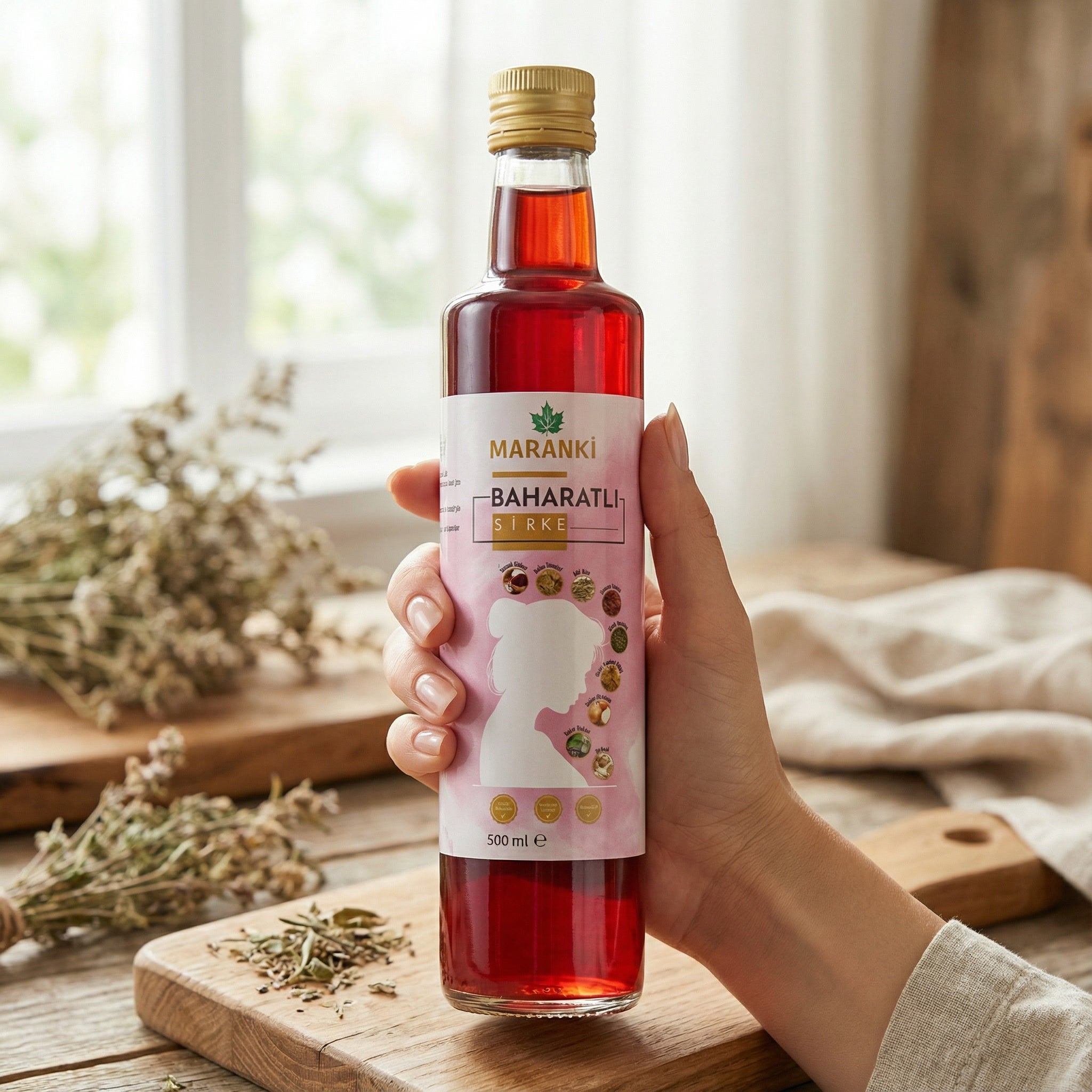 Ahmet Maranki Kadın Sirkesi – Bitkisel baharat Karışım Sirke (500 ml)