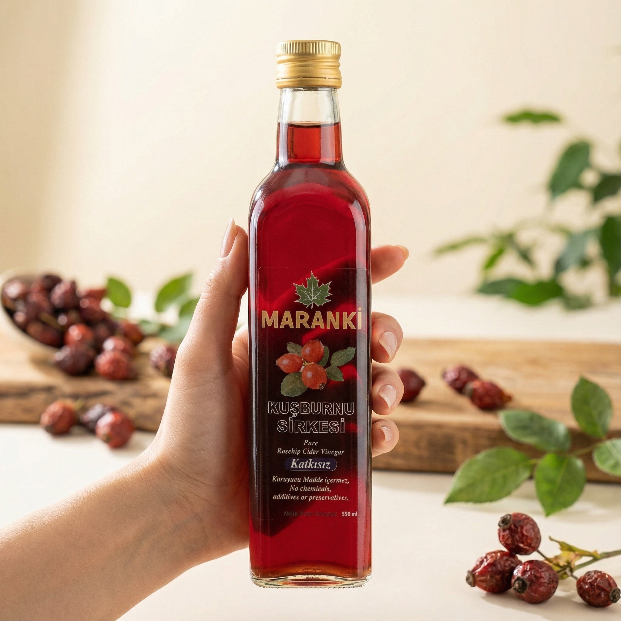 Ahmet Maranki Kuşburnu Sirkesi – Katkısız Doğal Fermente Sirke (500 ml)