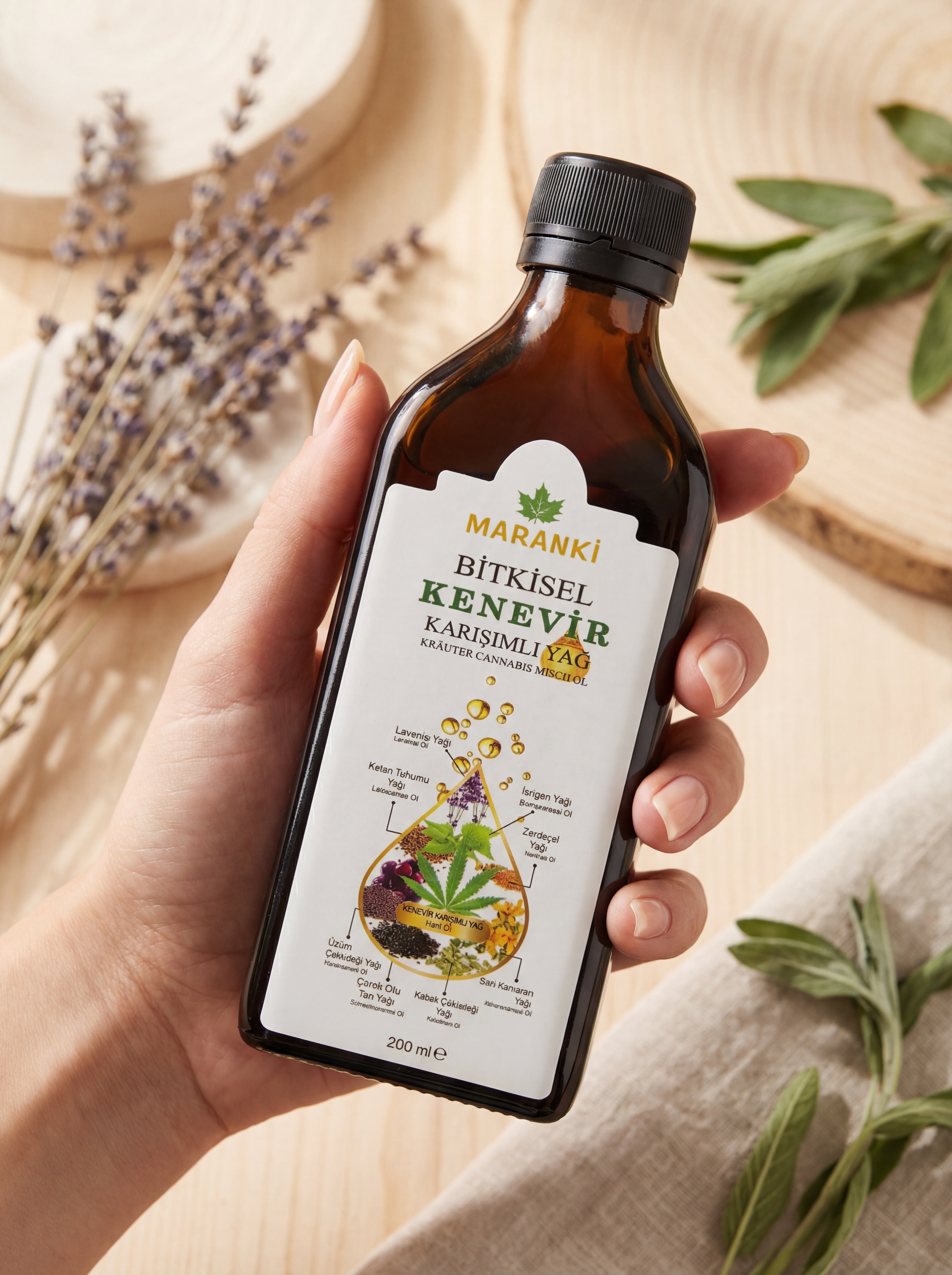 Ahmet Maranki Bitkisel Kenevir Karışımlı Yağ – Soğuk Sıkım Bitkisel Yağ (200 ml)